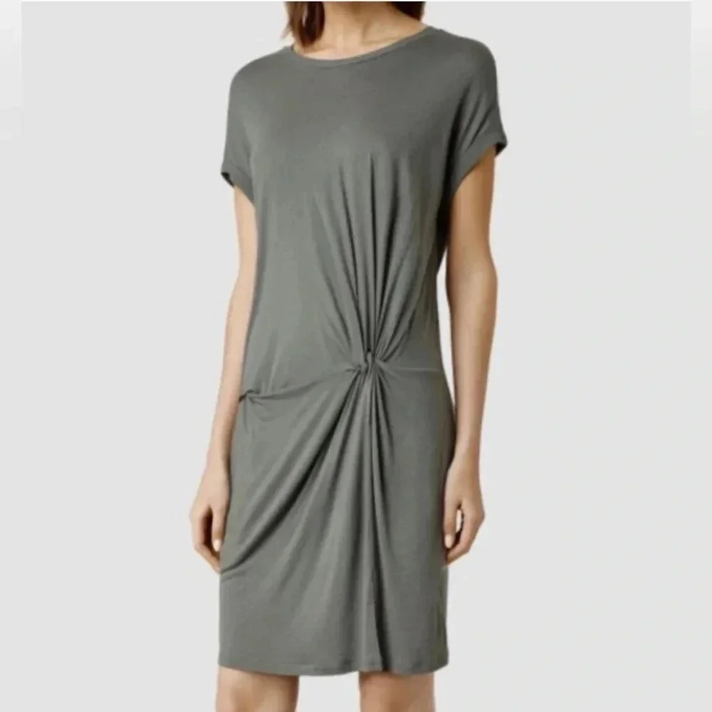 ALLSAINTS Mast Mar Twist Front Dress Gray Medium